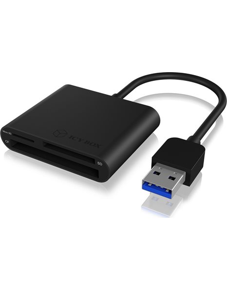 RaidSonic Icy Box IB-CR301-U3 External Card Reader With USB 3.0 And 3x card reader slot, CF, SD, microSD, Black (AMICYCU00000004)