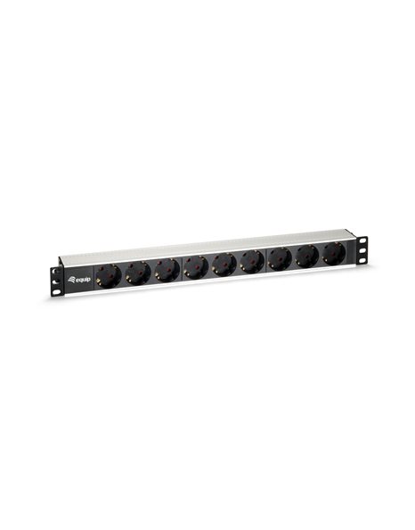 Equip Power Strip 19-Inch (1U) 9-Bay Schuko, Aluminum Shell, 1.8m Cable, Silver (333292)