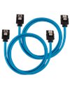 Corsair Premium Sleeved SATA 6Gbps Cable 0.6m, 2-Pack, Blue (CC-8900255)
