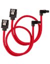 Corsair Premium Sleeved Angled SATA 6Gbps Cable 0.3m, 2-Pack, Red (CC-8900280)