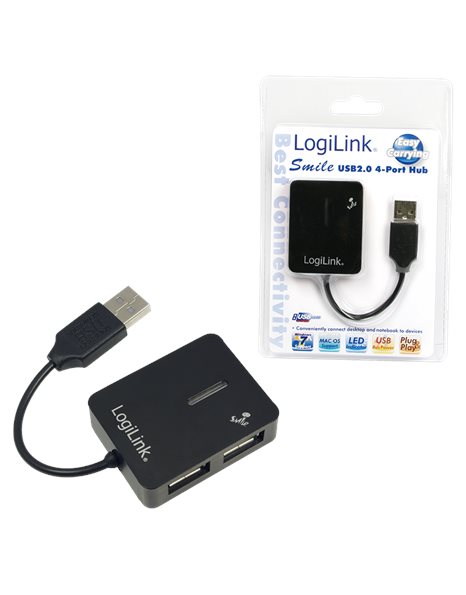 LogiLink USB 2.0 hub 4-port, Smile, black (UA0139)