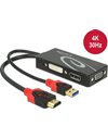 Delock Adapter HDMI male to DVI, VGA, DisplayPort female 4K, Black (62959)
