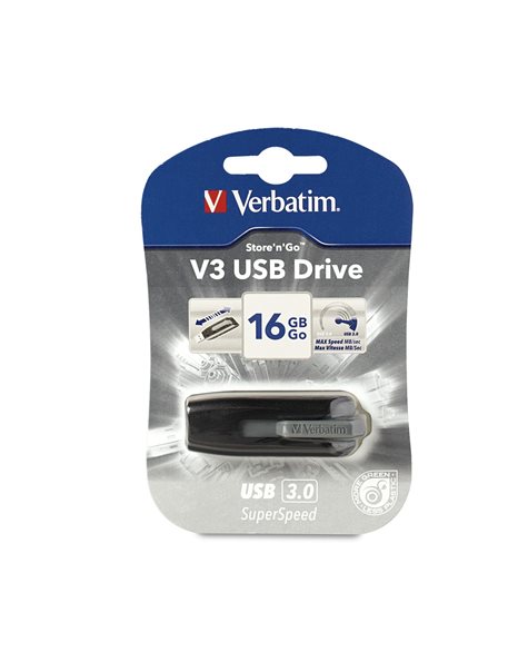 Verbatim Store n Go V3 16GB USB 3.0 Flash Drive, Black (49172)
