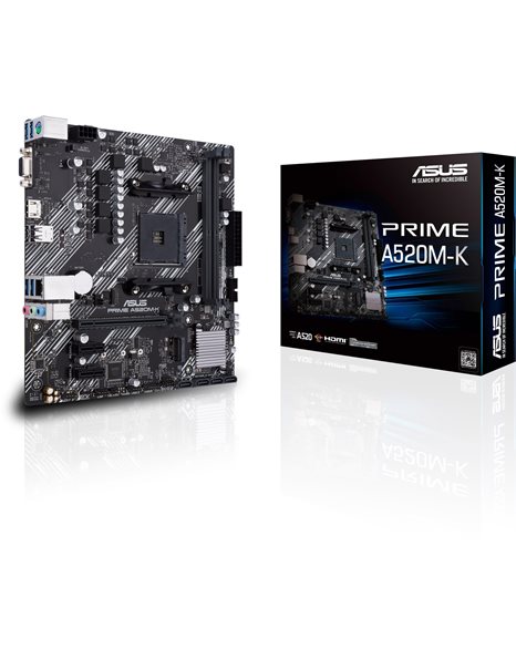 Asus PRIME A520M-K, AMD, Socket AM4, Micro ATX, 2XDDR4, 4xSATA3, M.2, RAID, GLAN, USB3.2, HDMI, VGA (90MB1500-M0EAY0)