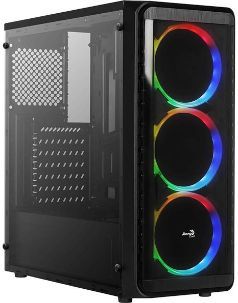 Aerocool SI-5200 RGB, Midi Tower, ATX, USB3, No PSU, Acrylic side panel, Black (ACCM-SI04032.01)