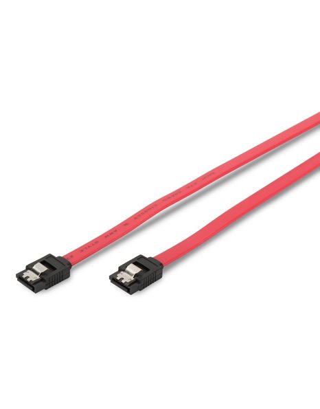 Digitus SATA Connection Cable, L-Type, with Latch Female/Female, 0.5m, Straight, SATA II/III, Red (AK-400102-005-R)