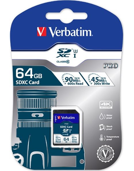 Verbatim Pro U3 SDHC Card 64GB (47022)