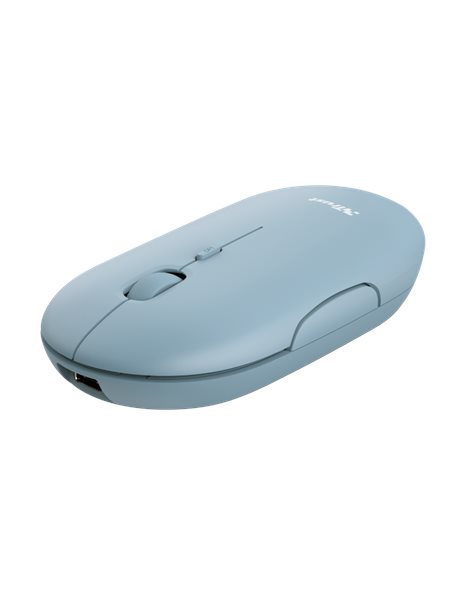 Trust Puck Rechargeable Bluetooth Wireless Optical Mouse, 4 Buttons, 1600dpi, Blue (24126)