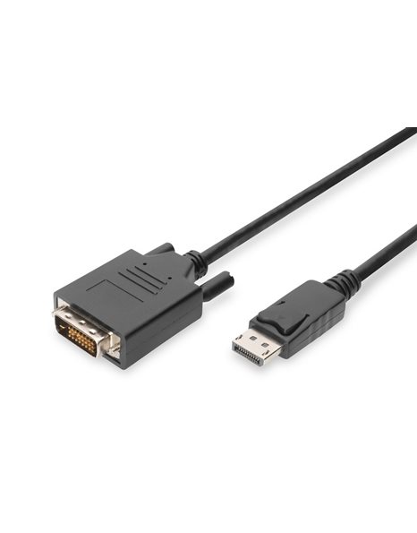 Digitus DisplayPort Adapter Cable, DP To DVI (24+1) M/M, 1m, W/Interlock, DP 1.1a, CE, Black (AK-340301-010-S)