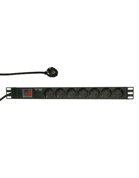 LogiLink 19-Inch PDU With 7 German Type Sockets, With Surge Protection & Switch, Black (PDU7C01)
