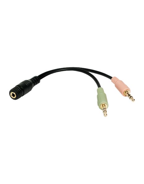 LogiLink Audio Cable, 2x3.5mm 3-Pin/Male To 3.5mm 4-Pin/Female, 0.15m, Black (CA0020)