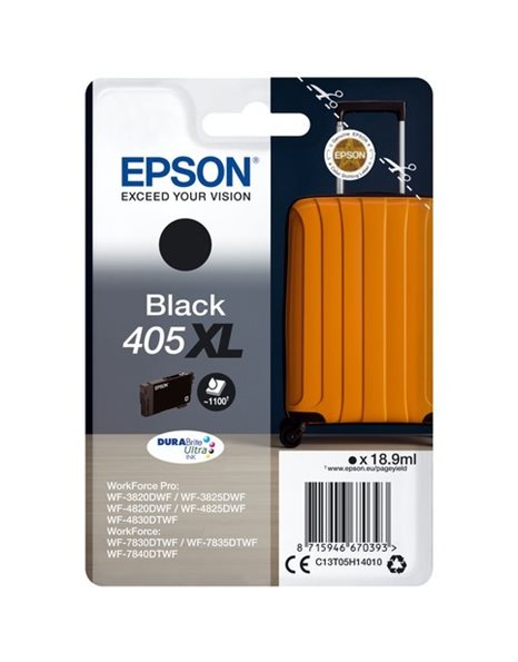 Epson 405XL Ink Cartridge, High (XL) Yield 18.9ml, Black (C13T05H14010)