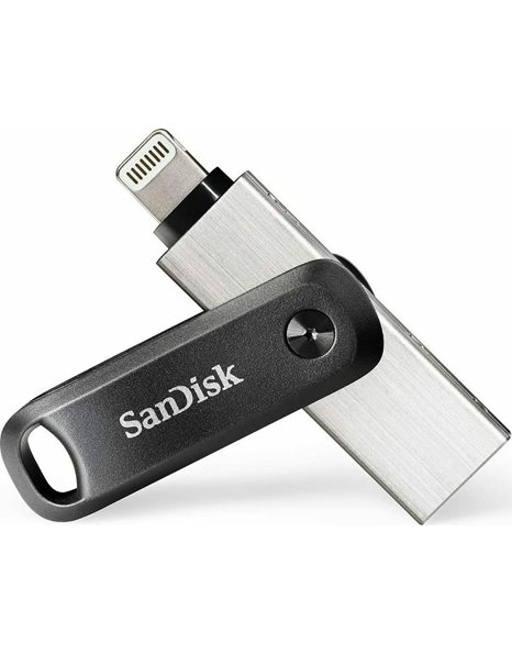 SanDisk iXpand Flash Drive Go 64GB, Lightning & USB-A, USB 3.0, Black/Silver (SDIX60N-064G-GN6NN)