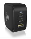 RaidSonic ICY BOX IB-PS103-PDWall charger with 3 interfaces and Power Delivery, USB A, 2xUSB C, 65watts, Black (IB-PS103-PD)