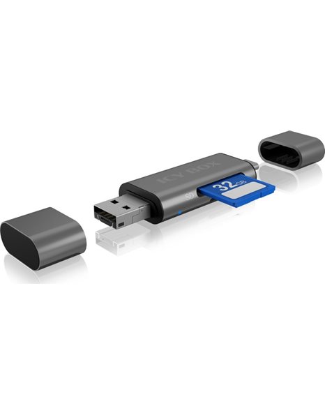 RaidSonic ICY BOX IB-CR201-C3 2-port card reader, USB Type-C, Dual Type-A / Type Micro-B (IB-CR201-C3)