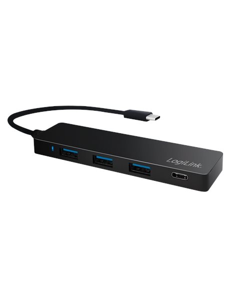 LogiLink Ultra-Slim 4-Port Hub, USB 3.2 Gen 1x1 USB-C, Black (UA0311)