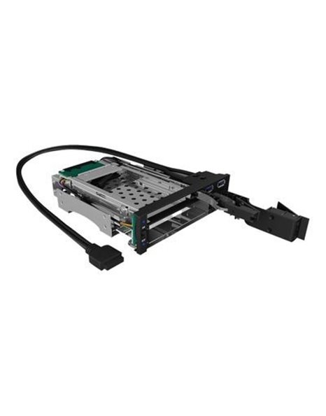 RaidSonic Icy Box Removable Frame For 2x HDD/SSD For 1x 5.25-Inch Bay With USB 3.0 Hub, Black (IB-174SSK-U)