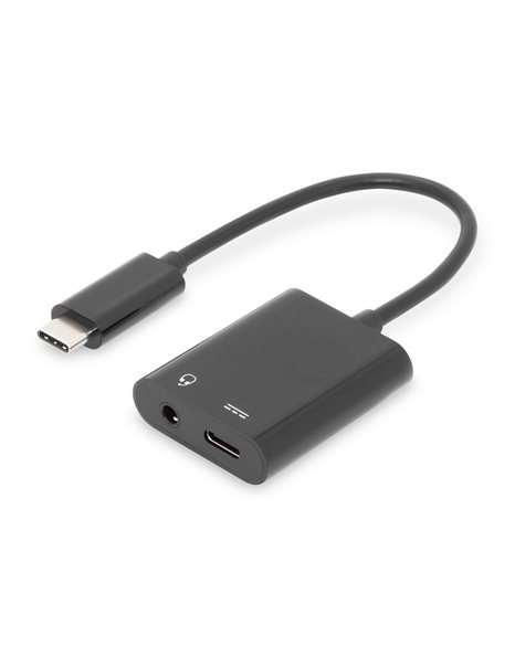 Digitus USB Type-C Adapter/Converter, Type-C To USB Type-C & 3.5mm Jack, 0.2m, Black (AK-300400-002-S)