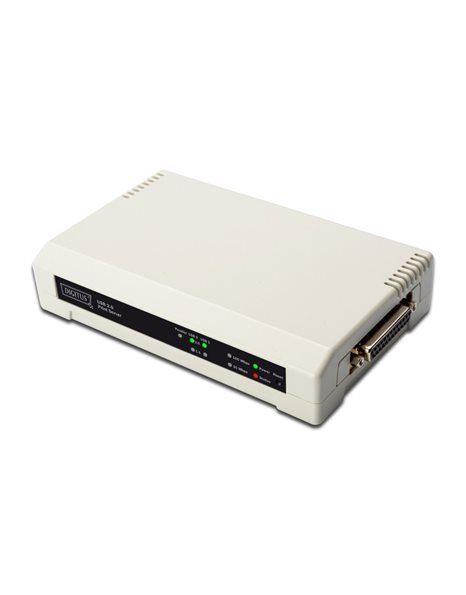 Digitus USB & Parallel Print Server, 3-Port 1xRJ45, 2xUSB-A, 1xDB-36-Pin Male Centronics (DN-13006-1)