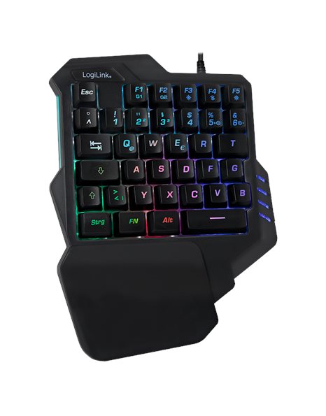 LogiLink Illuminated One-Hand Gaming Keyboard, Black (ID0181)