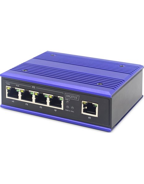 Digitus Industrial 4-Port Fast Ethernet PoE Switch, Unmanaged, 1 Uplink (DN-650107)