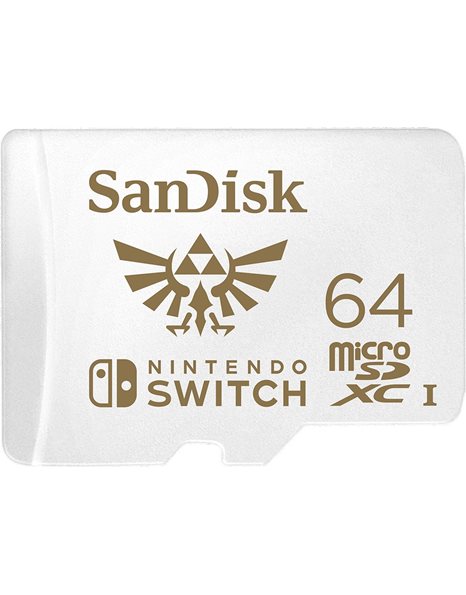 SanDisk Nintendo Switch 64GB MicroSDXC 100MB/S White Gold & Αdapter (SDSQXAT-064G-GNCZN)