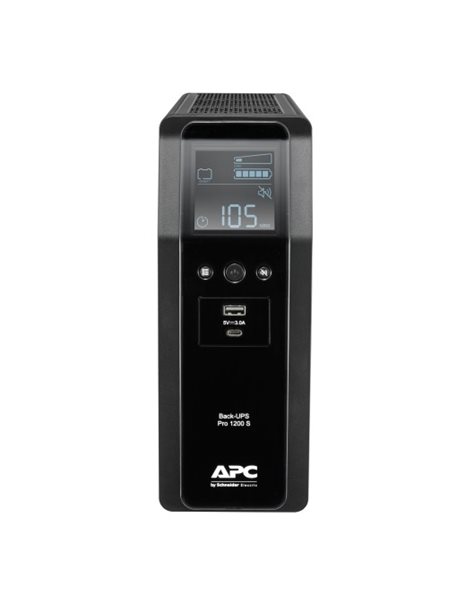 APC Back UPS Pro BR 1200VA, Sinewave, 8 Outlets, AVR, LCD Interface, Black (BR1200SI)