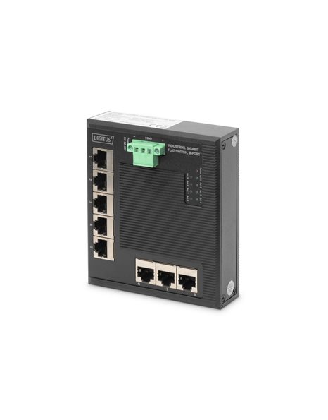 Digitus Industrial 8 Port Gigabit Switch, Flat, Unmanaged (DN-651127)