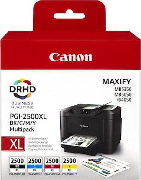 Canon PGI-2500XL Black/Cyan/Magenta/Yellow/ High Yield Ink Cartridges, Multipack (9254B004)