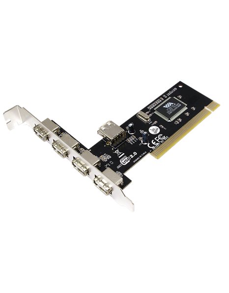 LogiLink PCI Interface Card USB 2.0, 4x USB 2.0 Type A Female External & 1x USB 2.0 Type A Female Intern (PC0028)