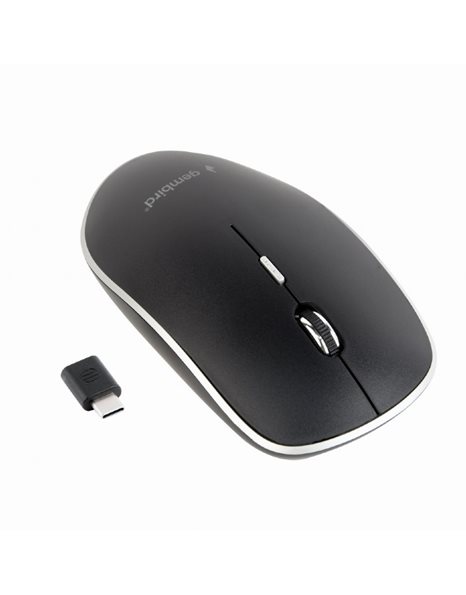 Gembird Silent wireless optical mouse, black, Type-C receiver (MUSW-4BSC-01)