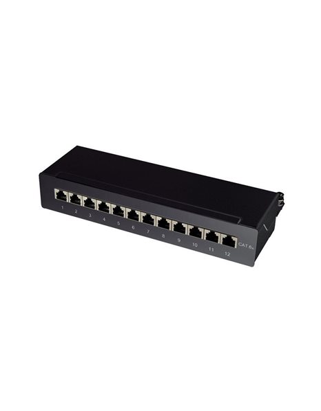 LogiLink Patch Panel Desktop Cat.6A, STP, 12 ports, RAL 9005 black (NP0019B)