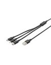 Digtus 3in1 USB Charging Cable USB A To Lightning & Micro-B & Type-C, 1m, Black (AK-300160-010-S)