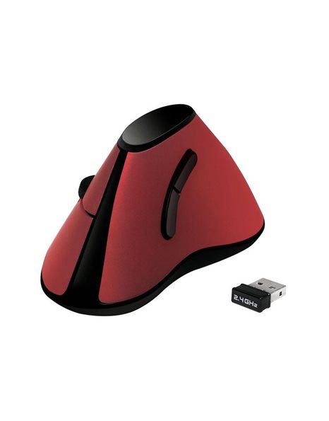 LogiLink Ergonomic Vertical Mouse, wireless 2.4 GHz, red (ID0159)