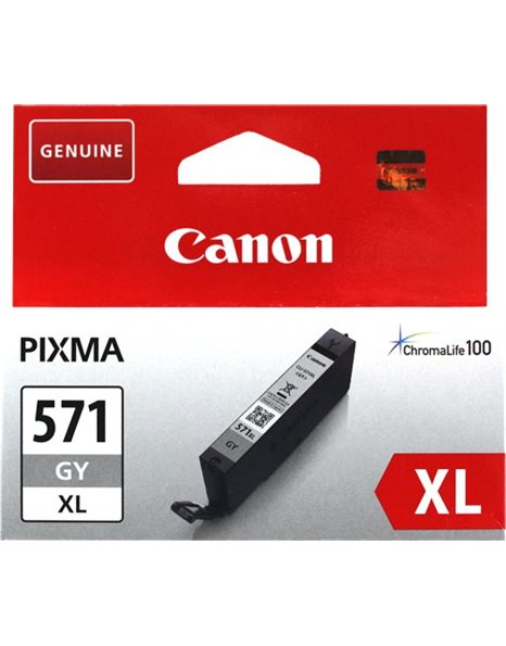 Canon CLI-571XL High Yield Ink Cartridge, 11ml, 289 Colour Photos, Grey (0335C001)