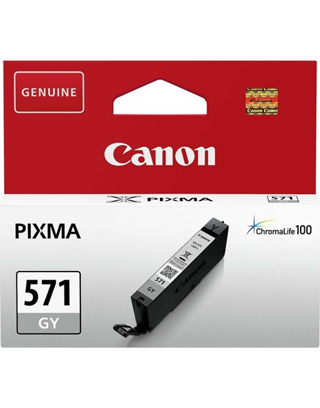 Canon CLI-571GY Ink Cartridge, 7ml, 125 Colour Photos, Grey (0389C001)