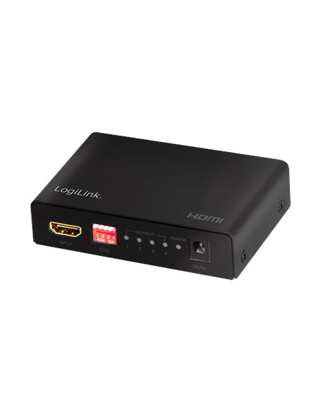 LogiLink HDMI Splitter, 1x4-Port, 4K At 60Hz, Downscaler, EDID, Black (HD0038)