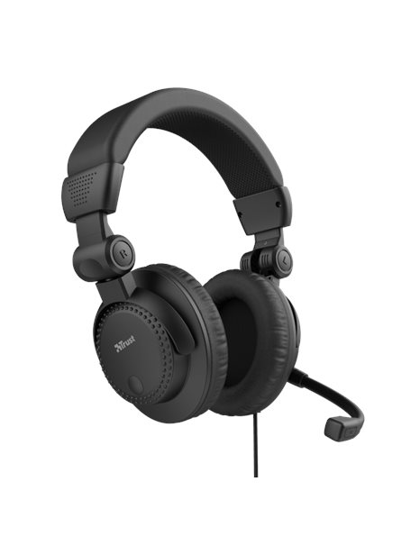 Trust Como Headset, Foldable Over-Ear PC Headset With Adjustable Headband, Black (21658)