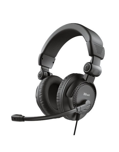 Trust Como Headset, Foldable Over-Ear PC Headset With Adjustable Headband, Black (21658)