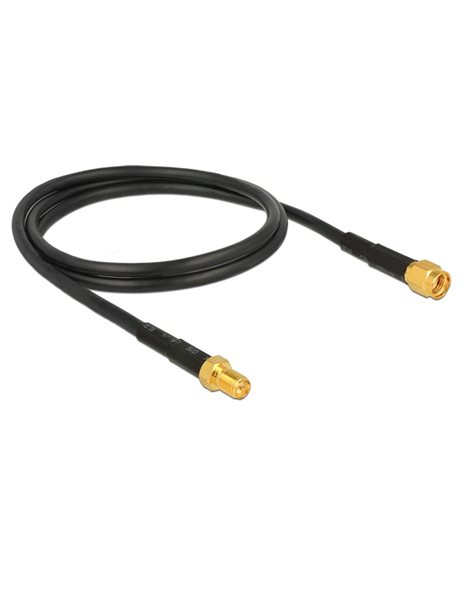 Delock Antenna Cable RP-SMA plug to RP-SMA jack CFD/RF200 1m low loss (89423)