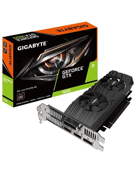 Gigabyte GeForce GTX 1650 D6 OC Low Profile 4GB GDDR6, 128-Bit, HDMI, DP, DVI (GV-N1656OC-4GL)