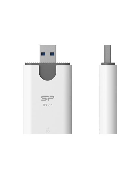 Silicon Power Combo USB 3.1 Gen 1 Type-A With SD & microSD Card Support, White/Grey (SPU3AT3REDEL300W)