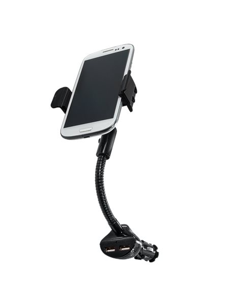 LogiLink Smartphone Car Holder & Charger, 2 USB-A, 15.5W, Black (PA0121)