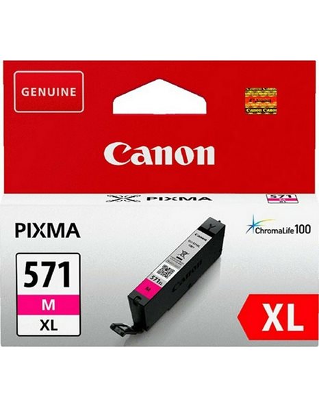 Canon CLI-571XL High Yield Ink Cartridge, 11ml, 400 Photos, Magenta (0333C001)