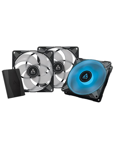 Arctic P14 PWM PST RGB 0dB, Semi-Passive 140mm Case Fan With Analog RGB, Lighting Controller Included, Black, 3-Pack (ACFAN00256A)