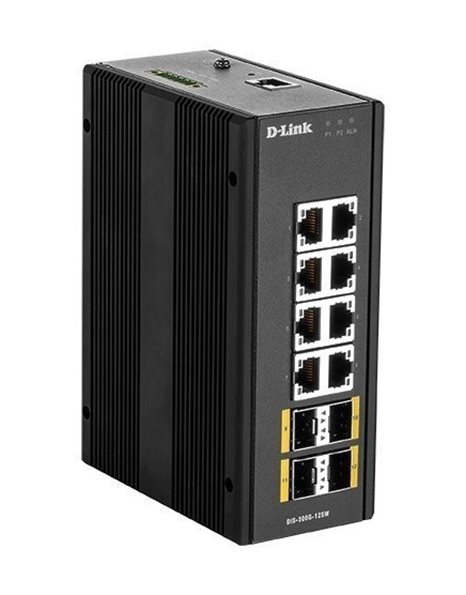 D-Link Industrial Gigabit Managed Switch With SFP Slots, 8x100/1000BaseT Ports, 4x100/1000BaseSFP Slots (DIS-300G-12SW)