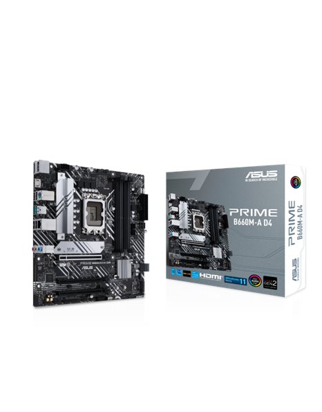 Asus Prime B660M-A D4, Intel, Socket 1700, MicroATX, 4xDDR4, 4xSATA3, M.2, RAID, GLAN, USB3.2, HDMI, DP (90MB19K0-M0EAY0)