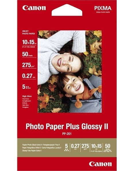 Canon PP-201 Glossy II Photo Paper Plus 10x15cm, 50 Sheets (2311B003)