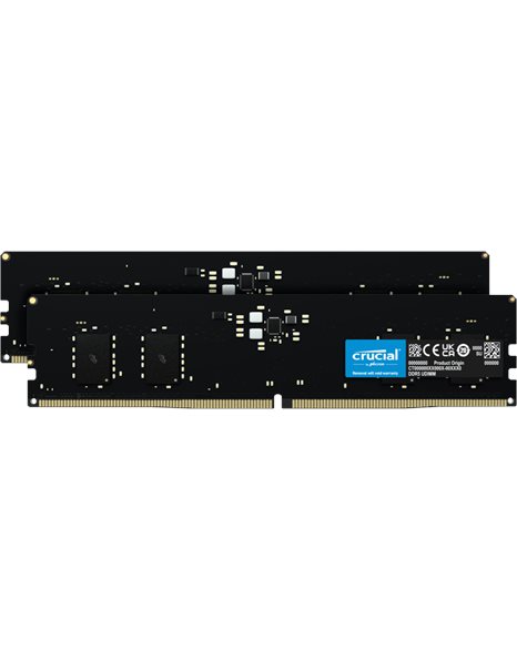 Crucial 16GB Kit (2x8GB) 4800MHz UDIMM DDR5 CL40 1.1V, Black (CT2K8G48C40U5)