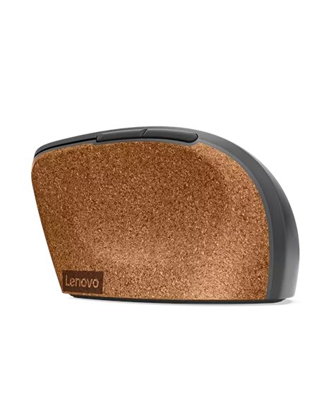 Lenovo Go Wireless Vertical Mouse, 6 Buttons, 2400dpi, Storm Grey/Natural Cork (4Y51C33792)